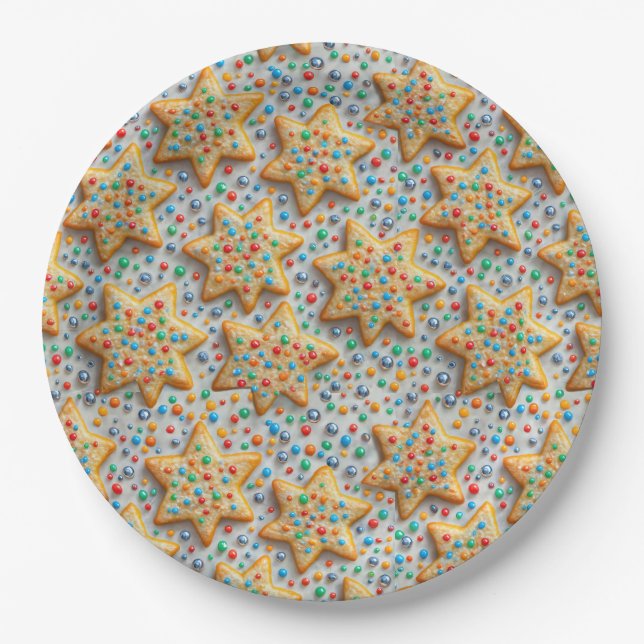 Prato De Papel Biscoitos de Açúcar em Forma de Estrela de Natal C (Frente)