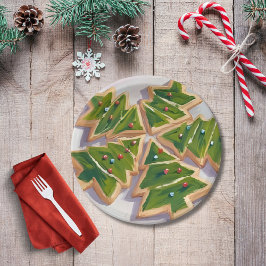 Prato De Papel Biscoitos de Árvore de Natal Festa de Fim de Ano
