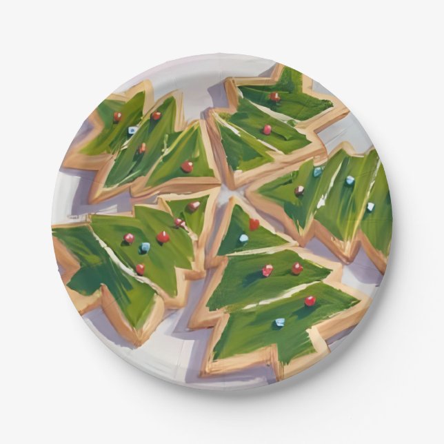 Prato De Papel Biscoitos de Árvore de Natal Festa de Fim de Ano (Frente)