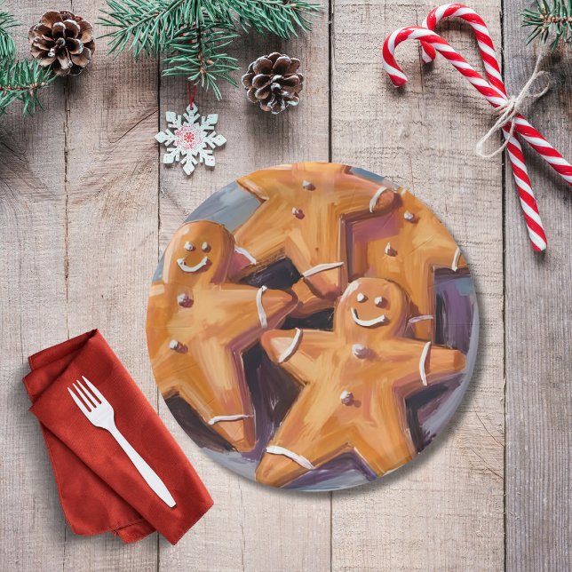 Prato De Papel Biscoitos de Gingercake Man | Feliz Natal (Criador carregado)