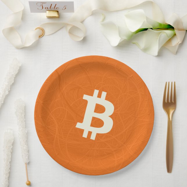 Prato De Papel Bitcoin Classic Laranja (Neurônio) (Casamento)