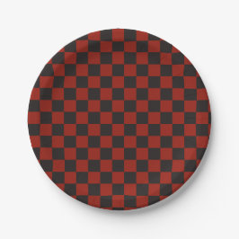 Prato De Papel Black and Deep red checkerboard pattern