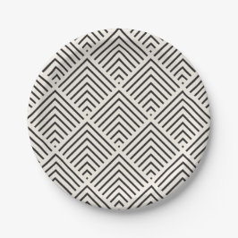 Prato De Papel Black and white geometric pattern with overlapping