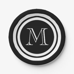 Prato De Papel Black and White Monogram