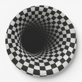Prato De Papel Black and White Optical Illusion Tunnel
