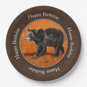 Prato De Papel Black Bear Autumn Earth Brown