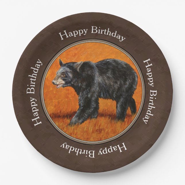Prato De Papel Black Bear Autumn Earth Brown (Frente)