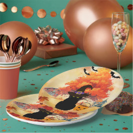 Prato De Papel Black Cat Halloween Paper Plates