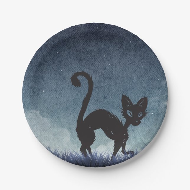 Prato De Papel Black Cat VibesPaper Plate (Frente)