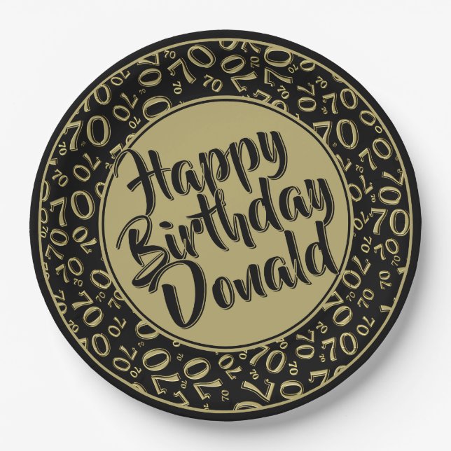 Prato De Papel Black/Gold 70th Random Number Pattern (Frente)