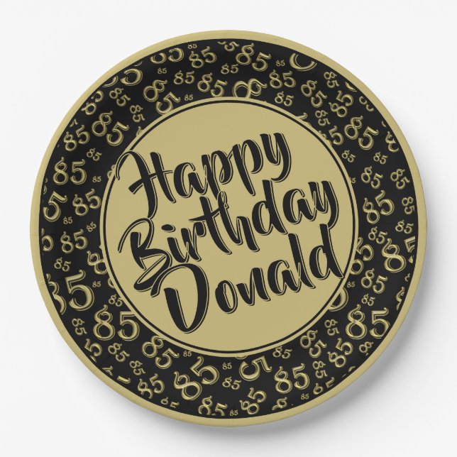 Prato De Papel Black/Gold 85th Random Number Pattern (Frente)