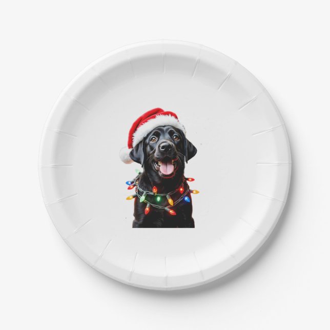Prato De Papel Black Lab Labrador Árvore de Natal Light Pajama Do (Frente)