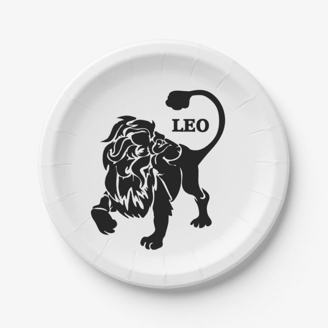 Prato De Papel Black Leo Lion Zodiac (Frente)