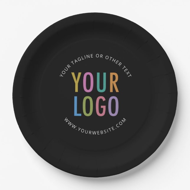 Prato De Papel Black Paper Plates Company Logo Printed Bulk (Frente)