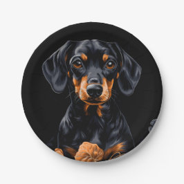 Prato De Papel Black & Tan Dachshund