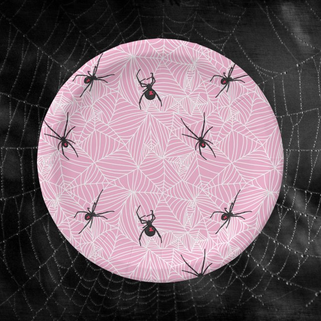 Prato De Papel Black Widow Spider Web Pink (Criador carregado)