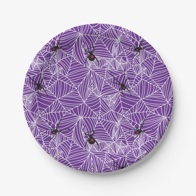Prato De Papel Black Widow Spider Web Purple (Frente)