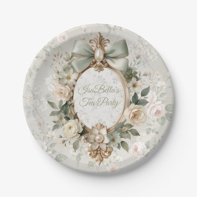 Prato De Papel Bloom Floral Tea Party Paper Plates (Frente)