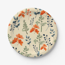 Prato De Papel Blooming Botanicals Laranja Branqueamento Verde Fl
