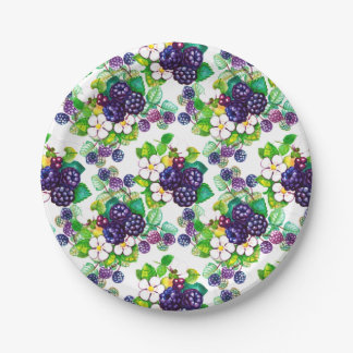 Prato De Papel Blossomas de Berry Sweet Blackberries