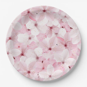 Prato De Papel Blossomas de Cereja Rosa