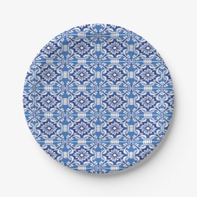 Prato De Papel Blue and White Italian tile Plate (Frente)
