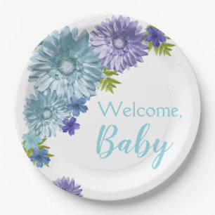 Prato De Papel Blue Baby In Bloom Brunch Chá
