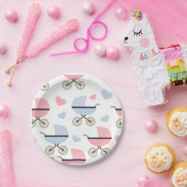 Prato De Papel Blue Boy Pink Girl Buggy - Festa de Papel
