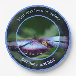 Prato De Papel Blue Butterfly Personated Party