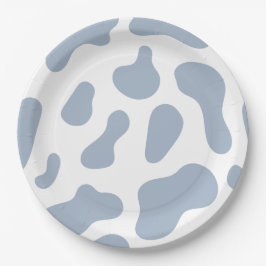 Prato De Papel Blue Cow Print Little Cowboy Baby Shower