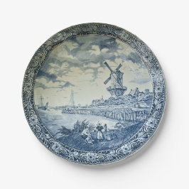 Prato De Papel Blue Delft Windmill Placa Holandesa