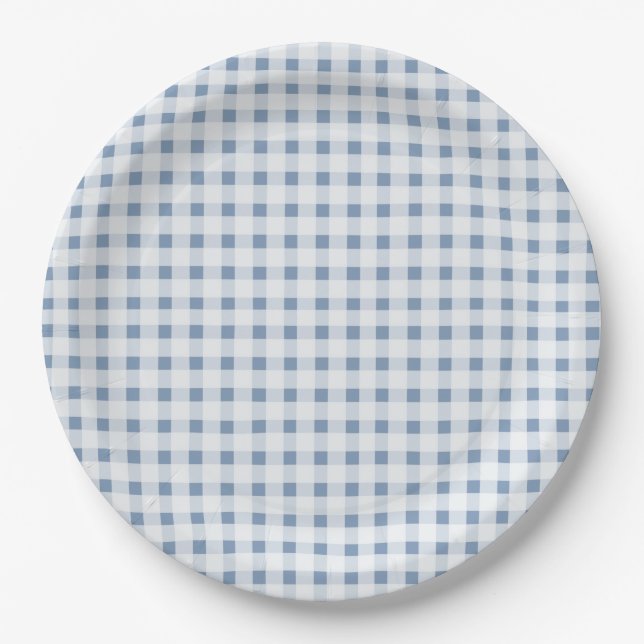 Prato De Papel Blue Gingham (Frente)
