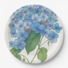 Prato De Papel Blue Hydrangea Garden Party Paper Plate | Elegant
