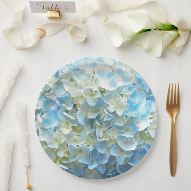 Prato De Papel Blue Hydrangea Petals Floral (Casamento)