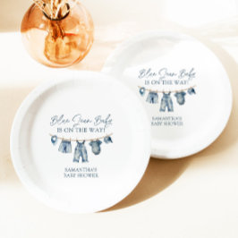 Prato De Papel Blue Jean Chá de fraldas, Chá de fraldas Ocidental