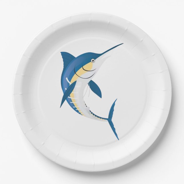 Prato De Papel Blue Marlin náutico  (Frente)
