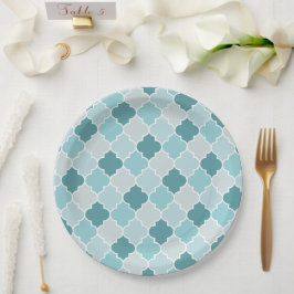 Prato De Papel Blue Marroquino Trellis, Laticework, Quatrefoil