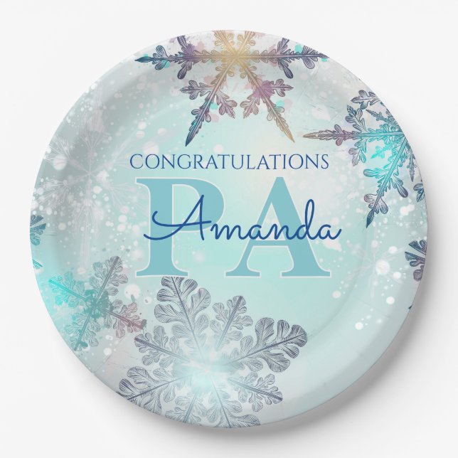 Prato De Papel Blue Personalized Name PA Graduation  (Frente)