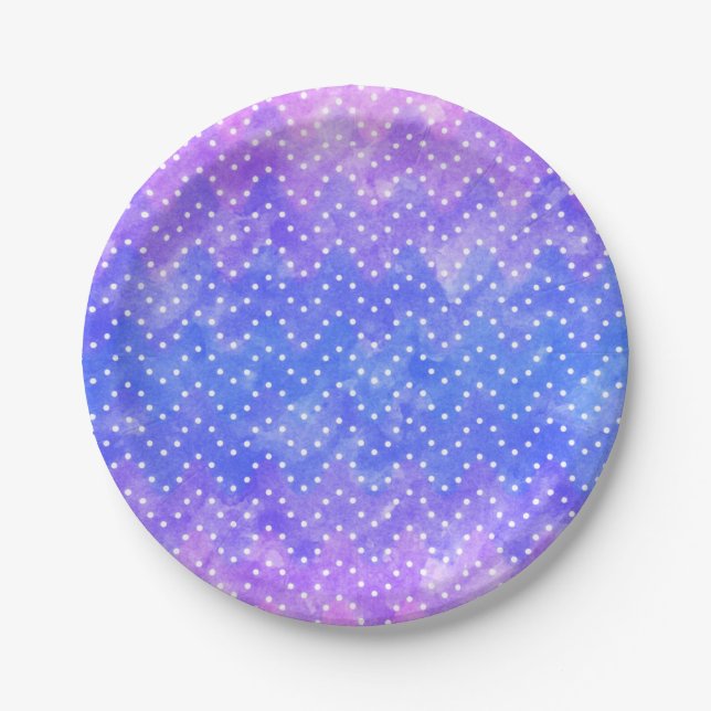 Prato De Papel Blue Purple Starry Night Sky Galaxy (Frente)