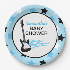 Prato De Papel Blue Rock Star Guitar Rock-a-Bye Rockstar