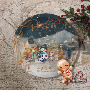 Prato De Papel Blue Snowman, magia de Natal