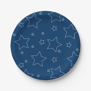Prato De Papel Blue Stars 4 de julho - Placa de Papel