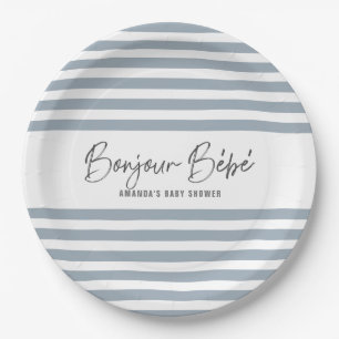 Prato De Papel Blue Stripes Bonjour Bebe