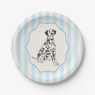Prato De Papel Blue Stripes e Black Dalmatic Dog
