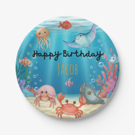 Prato De Papel Blue Under the Sea birthday