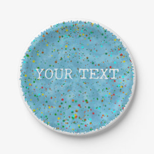 Prato De Papel Blue Watercolor Com Confetti Decor Personalizado
