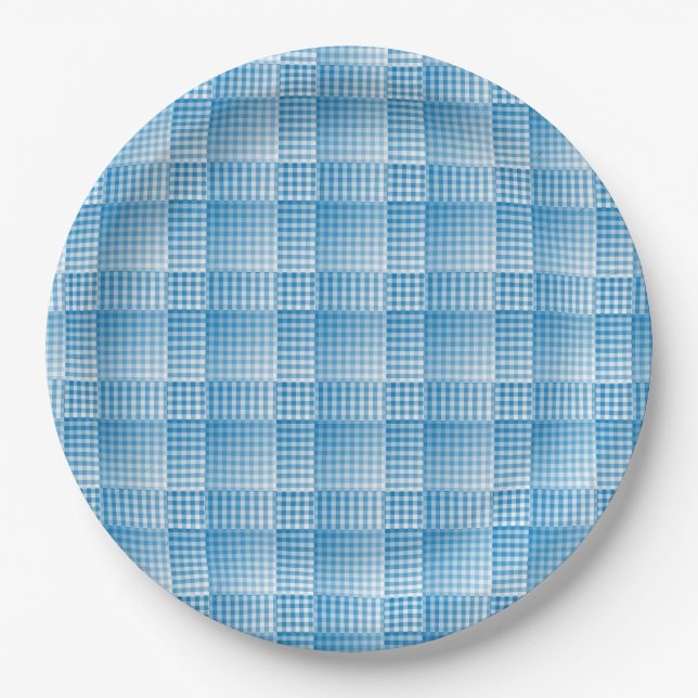 Prato De Papel Blue White Checker Abstract Pattern (Frente)