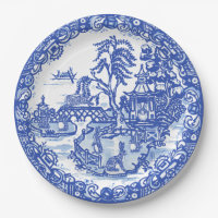 Blue Willow Rabbit Classical Whimsical Asian