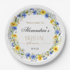 Prato De Papel Blue Yellow Lavender Wildflower Wreath Welcome
