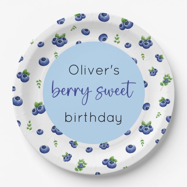 Prato De Papel Blueberry Birthday Berry Sweet (Frente)